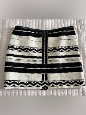 Madewell Black and White Patterned Knit Mini Skirt